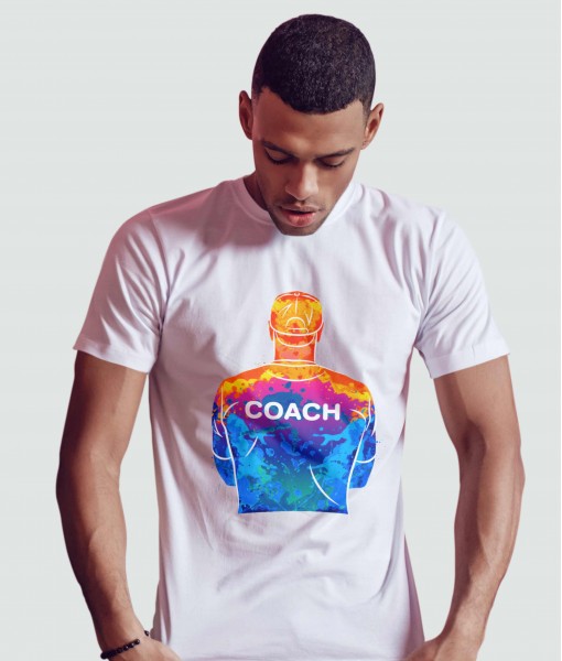 Мъжка тениска с щампа Спортни Илюстрации Colorful Coach - TShirtArtShop.com
